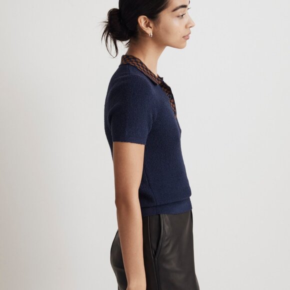 Madewell Bouclé Sweater Polo Tee - Picture 2 of 6